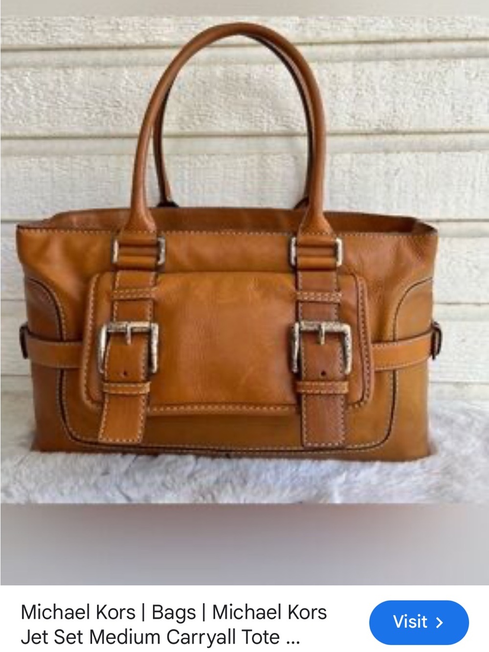 Michael Kors #186 Cognac Leather Buckle Tote